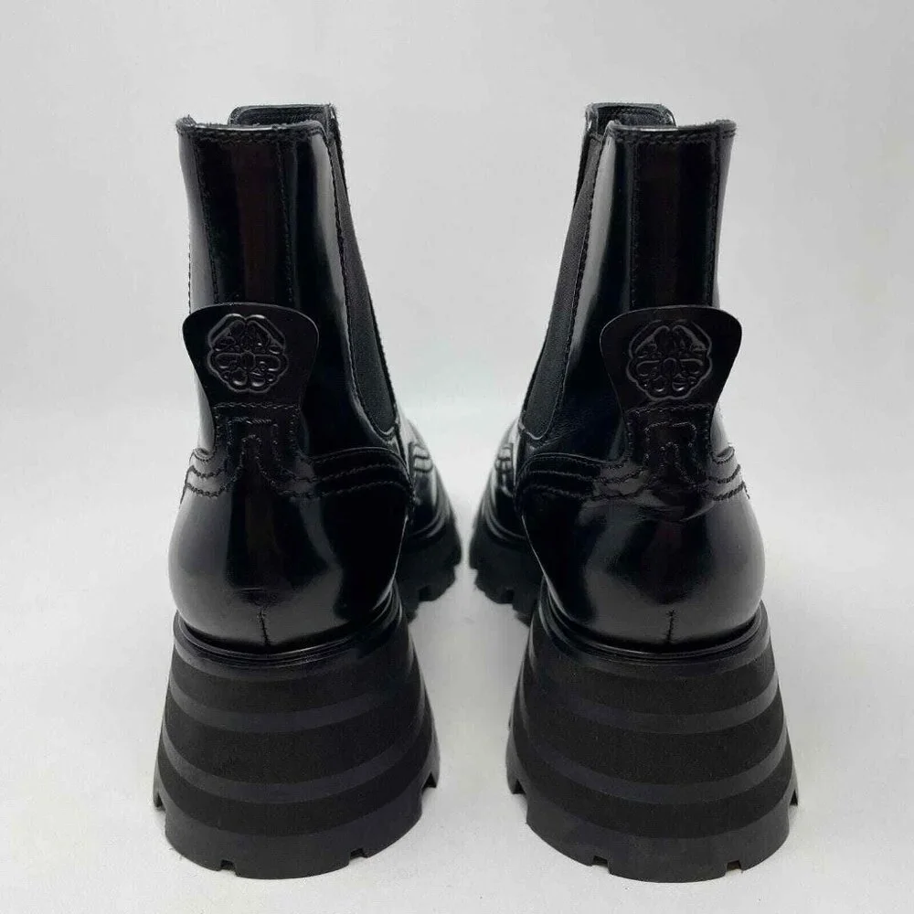 Alexander McQueen Wander Chelsea Boots Womens IT 40 US 10 Black Leather Platform - Picture 4 of 10
